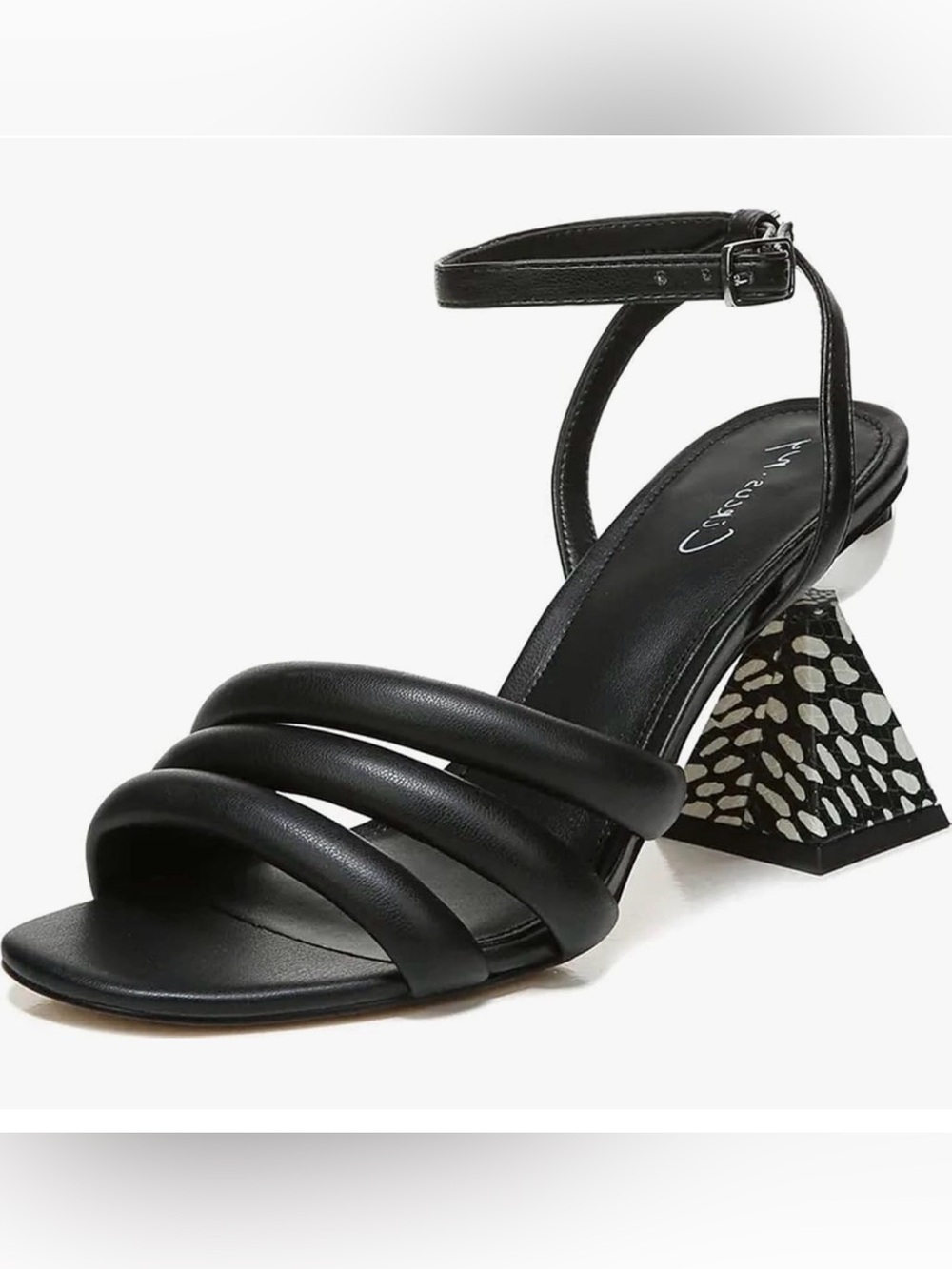 Circus by Sam Edelman Women's Black Ankle-Strap Block Heel Sandals 6.5